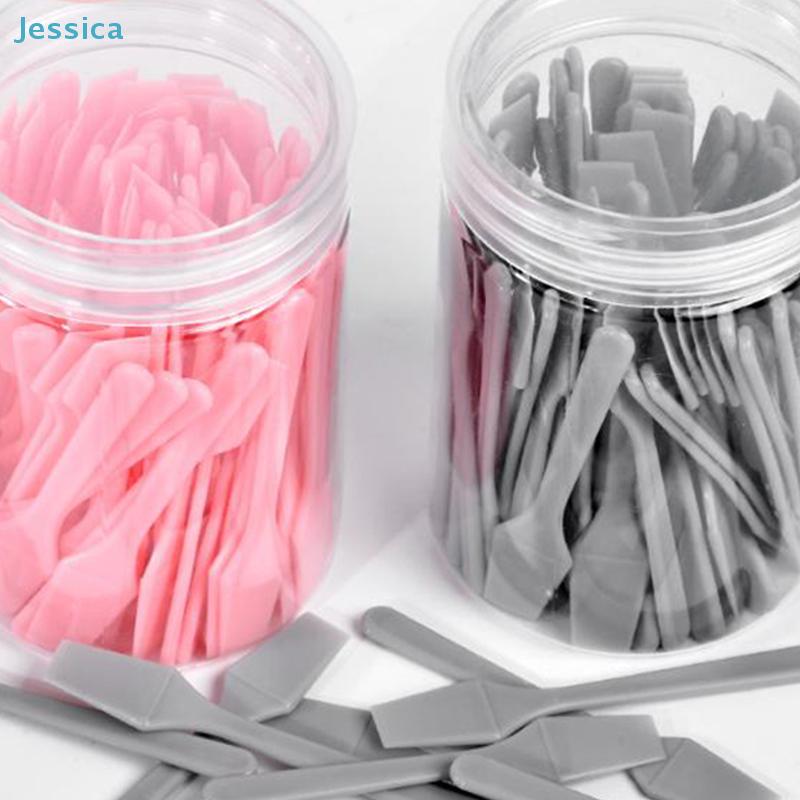 100 Pcs/Jar Mud Film Shovel - Disposable Plastic Spatula for Facial Mask Application,  Eye Facial Makeup Skin Care Tool
