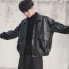 Men's Trendy Korean-Style Leather Motorcycle Jacket - Loose Fit Pilot Design for Spring & Autumn