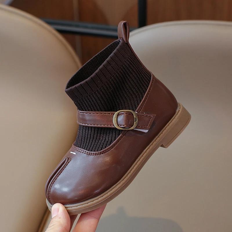 2024 New Girls Flat Heel Low with Foot Covering Non Slip Soft Bottom Winter Microfiber Leather Casual Boots  Boys Shoes