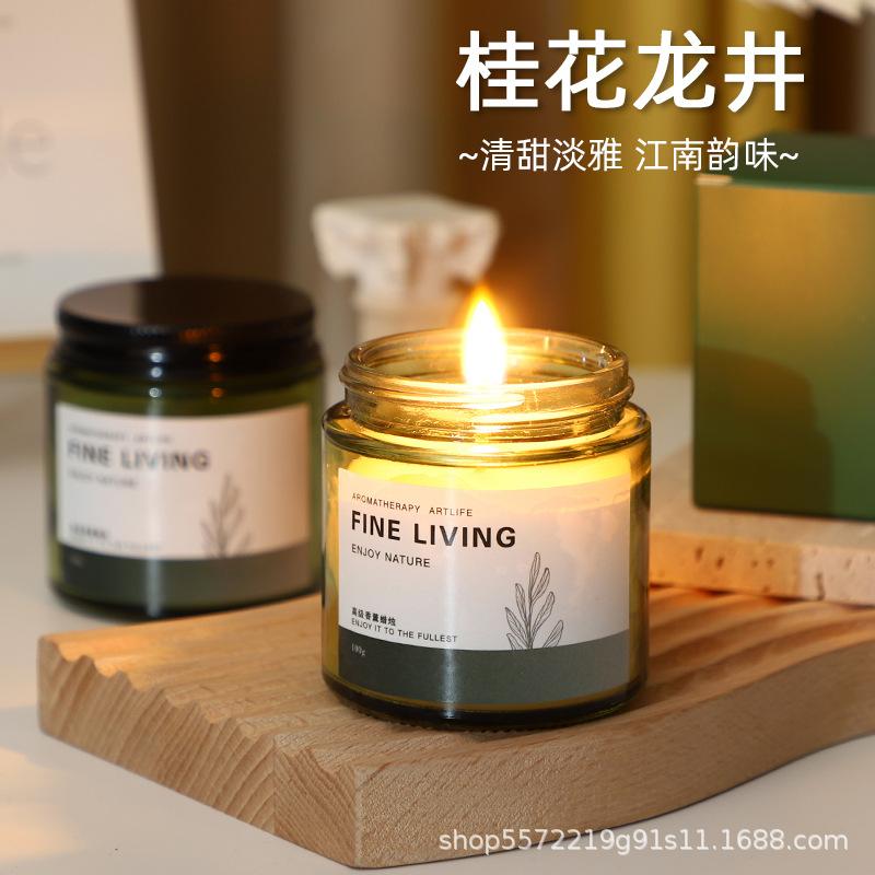 Brown Scented Soy Wax Candle - Small, Smokeless & Long-Lasting for Bedroom Aromatherapy Bluebell