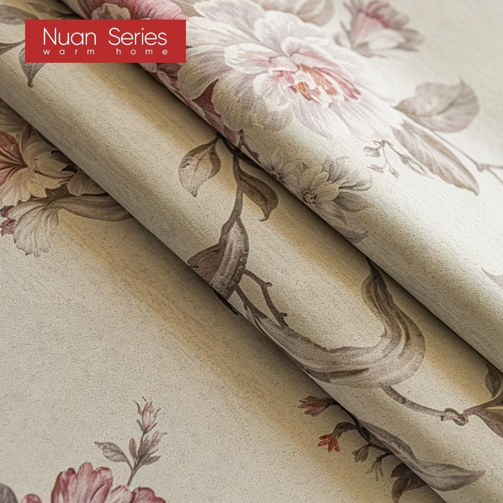 1PC Nuan Series French Retro Pink Peony Floral Curtains American Countryside Thick Curtains for Bedroom Living Room Window for Home Decor