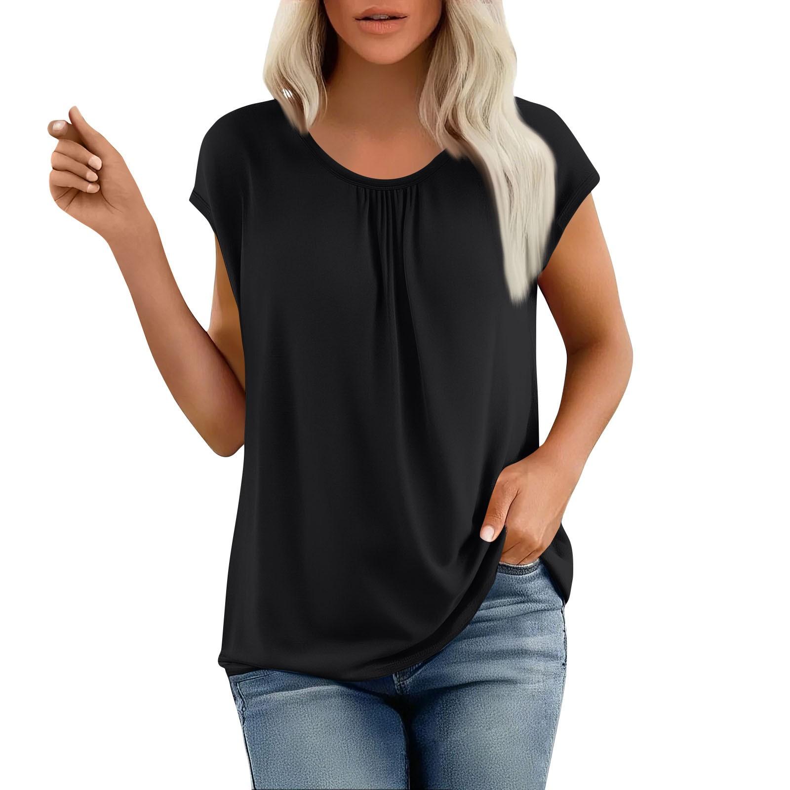 

Женская модная свободная однотонная майка без рукавов с круглым вырезом XXL чёрный