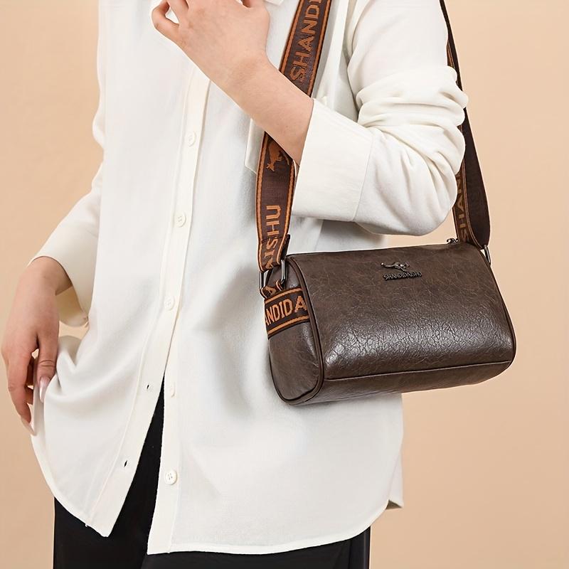 Women's shoulder bag retro wide shoulder strap messenger bag