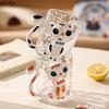 Relief handbemalte Glastasse Kreative süße Katze Kaffeetasse Latte Tasse Paar Tasse Frühstückstasse Haushaltswassertasse Teetassen