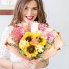 334Pcs Flower Wrapping Paper Kit, 40 Sheets Bouquet Wrapping Paper In 4 Colors, 100 Diamond Pins 60 Gold Butterflies 4 Ribbon 6 Gold Crowns 20 Cards