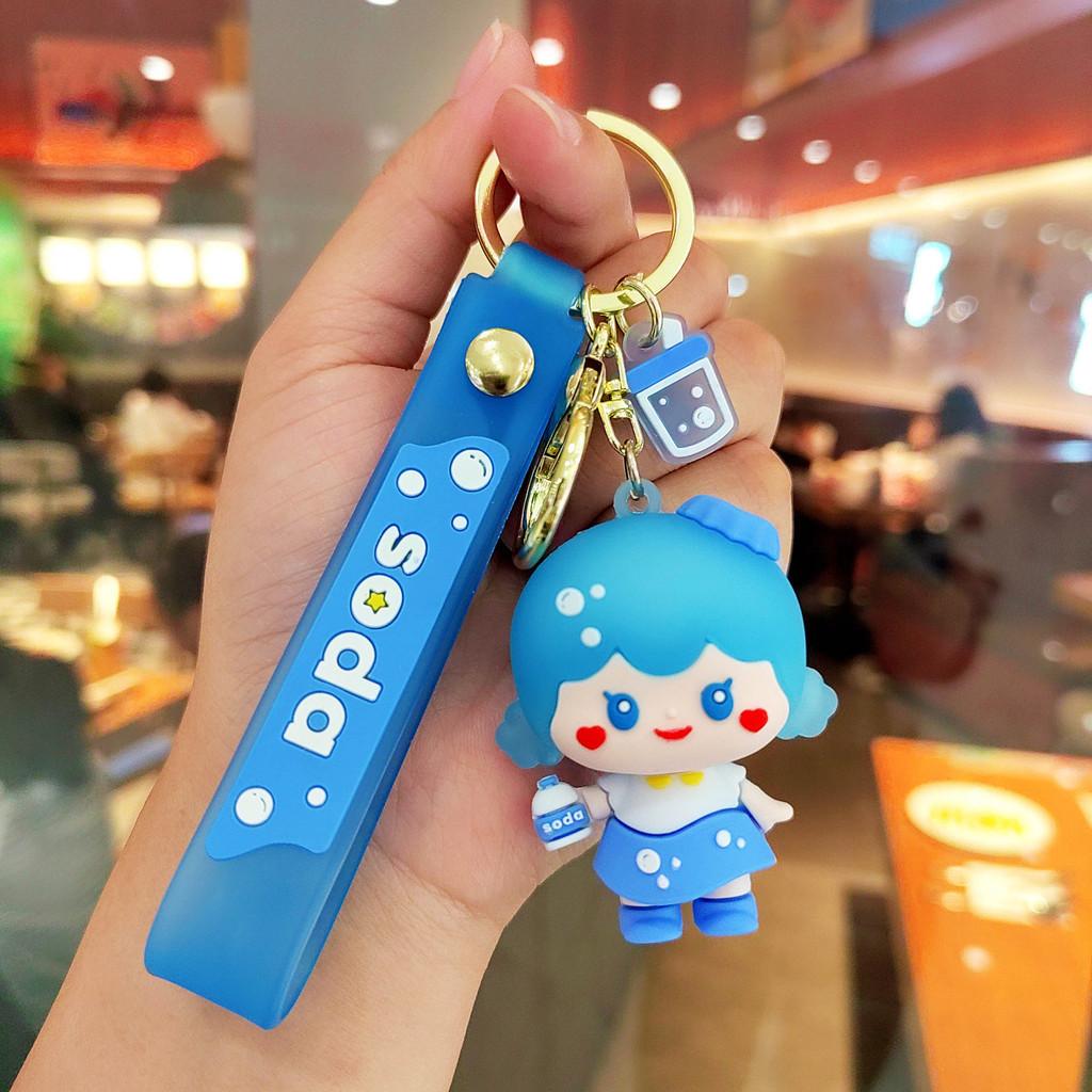 Adorable Cartoon Silicone Keychain Trinket Cute Cat Wolf Keyring For Gifting