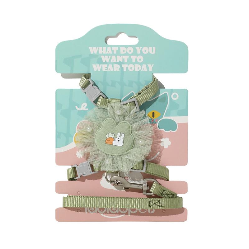 

Cat Leash, Cat Rope, I-shaped Cat Chest Strap, Lace Cat Leash, Adjustable Anti-break Strap S зелёный