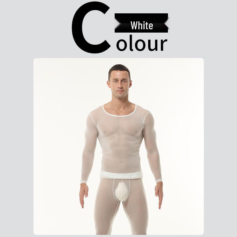 Men's Sheer Ice Silk Underwear Set - Sexy, Tight-Fitting, See-Through Fitness Base Layer
