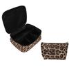2pcs Leopard Print Makeup Bag Waterproof Multifunction Large Capacity Leopard Cosmetic Bag
