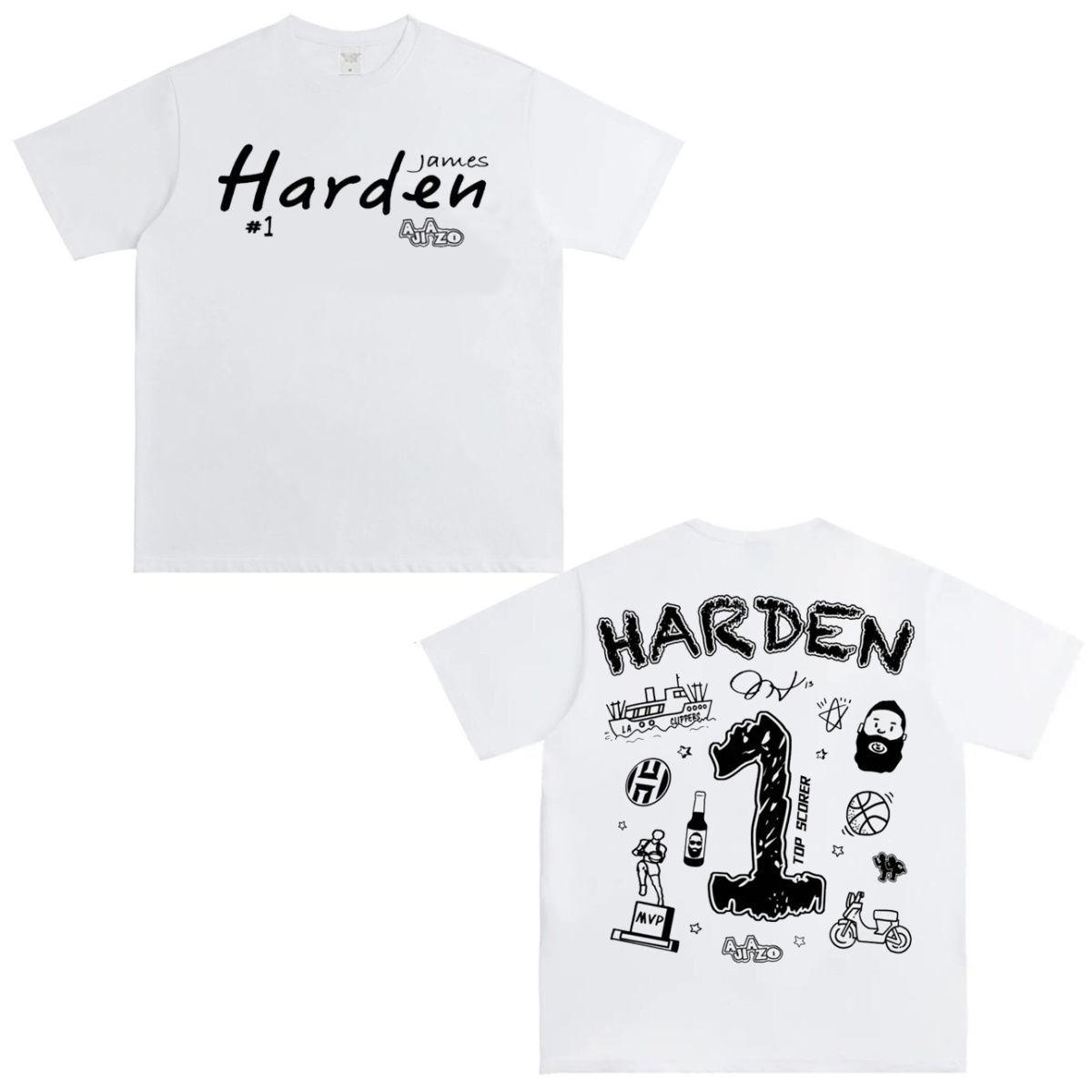 

American Harden Hand-painted Printing Heavy Cotton Round NeckShort-sleeved T-shirt Men s Trend Retro High Street Handsome Jersey 4XL