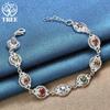 925 Sterling Silver Charm Purple Orange Red Green AAA Zircon Bracelet Jewelry