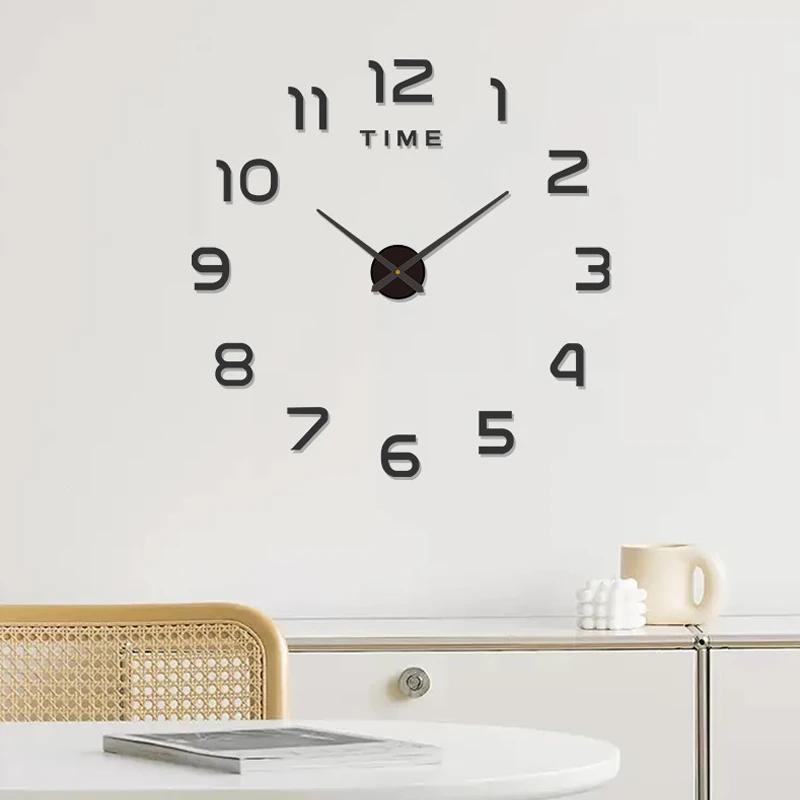 Stylish 3D DIY Wall Sticker Clock | Silent Acrylic Digital Clock No-Drill Easy Install Home Decoration for Bedroom & Hallway