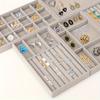 4pcs Jewelry Display Tray Gray Velvet Earrings Display Dust-proof Storage Props Drawer Jewelry Storage Box