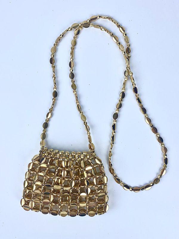 Retro Hand-Woven Sequin Beaded Shoulder Bag - Versatile Acrylic Phone Bag