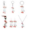 Stylish Drop Earrings Dangle Earring Goose with Three Heads Shape Keychain Necklace Perfect for Daily Life Parties Dates
