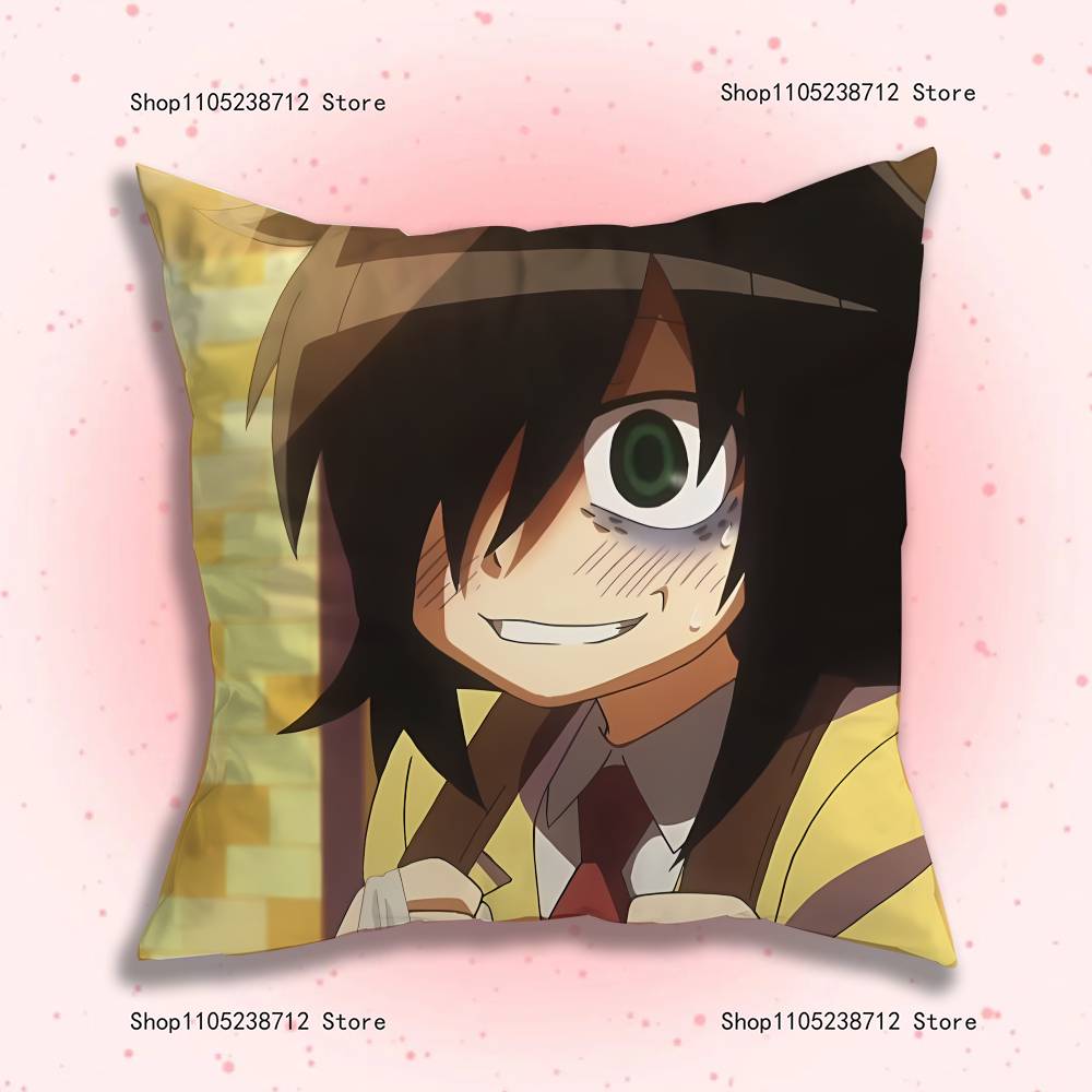 W-Watamote Tomoko Kuroki Anime Kissenbezug Milbendichter Kissenbezug Versteckter Reißverschluss Seidiger Kurzer Plüsch Sofakissenbezug