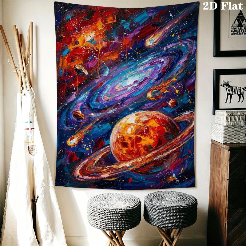 Space Wall Tapestry Aesthetic Wall Hanging Printed Fabric Blanket Decorative Tapestries for Bedroom Living Room Home Decor