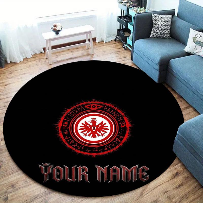 Eintracht Frankfurt Custom Name Round Area Rug,Carpet Rug for Living Room Bedroom Sofa Playroom Decor,Non-slip Floor Mat