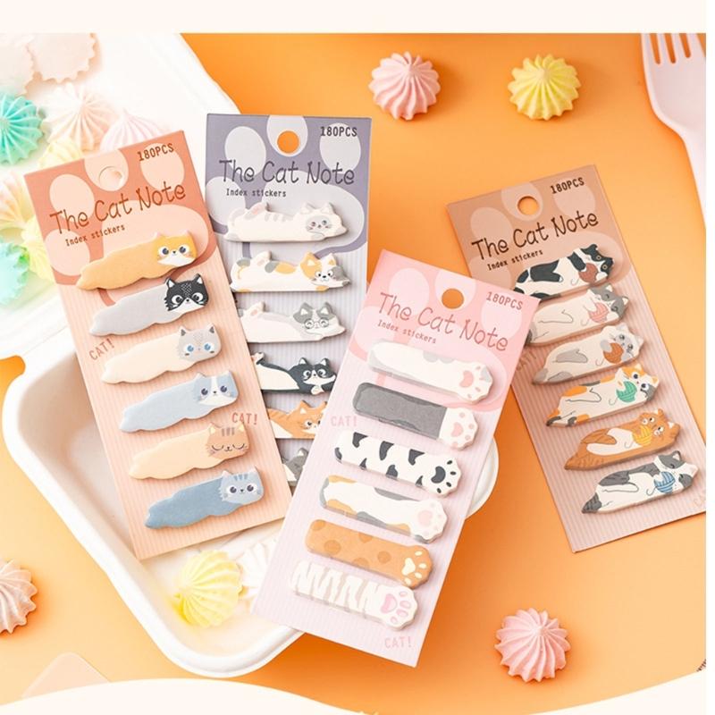 180Sheets Kitten Index Tabs Page Marker Adhesive Notes Memo Pad Index Sticker Reminder on Notebook Planner Calendar