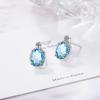 Oval 1.8 Carat Natural Sky Blue Topaz Birthstone Stud Earrings Genuine 925 Silver Fine Jewelry For Women Wedding Gift