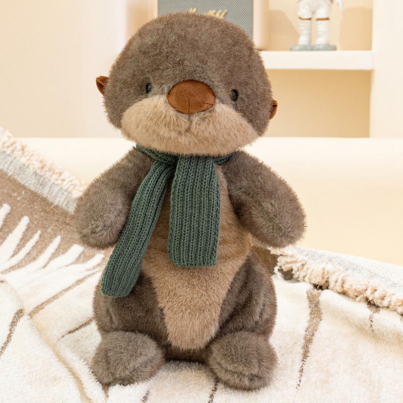 

Cute Sitting Scarf Otter Doll Simulation Otter Plush Toy Animal Doll Zoo Souvenir 26cm