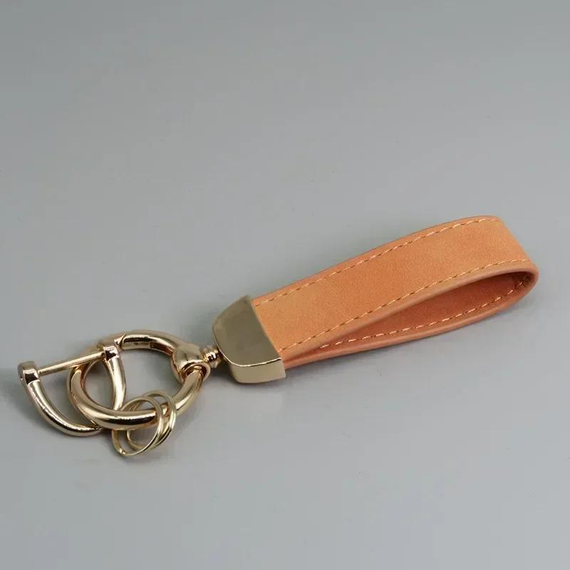 Custom LOGO Suede Leather Keychain Vintage Laser Engrave Car Key Ring Holder for Men and Women Personalized Key Chains Ring