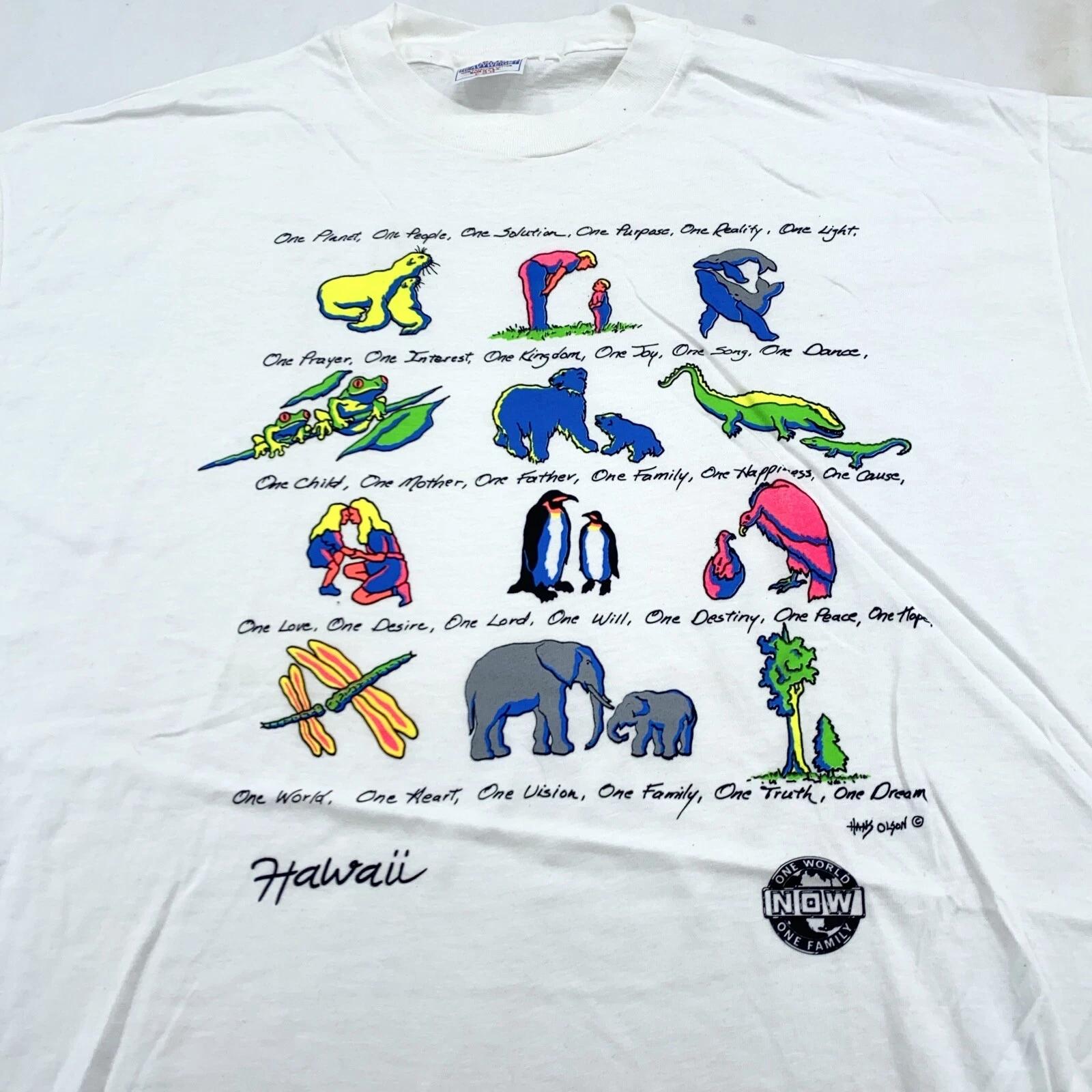 

vintage 90s HAWAII ONE WORLD ONE FAMILY NATURE T-Shirt XL activism soft XL