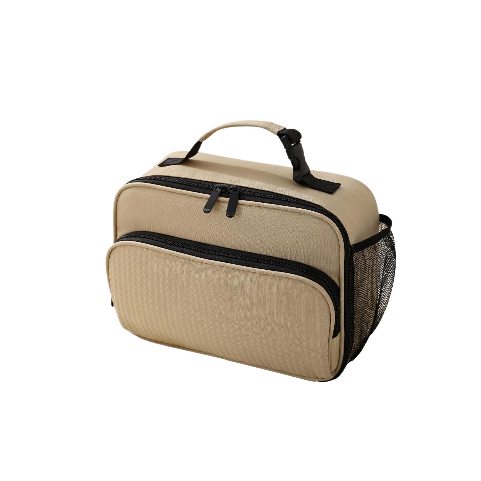 

Insulated Lunch Bag for Work and Outdoor Use Portable Handheld Picnic Cooler Bag with Multiple Compartments and Mesh Side Pocket one size хаки