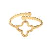 Stainless Steel Opening Adjustable Ring Female Simple Hollow Four-Leaf Clover Lucky Finger Ring Jewelry Creative Gifts