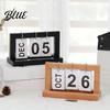 Desktop Calendar with Ornament Decor Metal Perpetual Solid Wood Iron Ring Rust-Resistant Wooden Rust-resistant