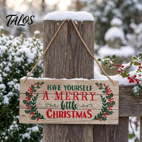 Welcome Door Hanger Christmas Wood Hanging Sign with Jute Rope, Have Yourself A Merry Xmas Theme Board Little Rustic for Home Cafe Bar Decor Durable