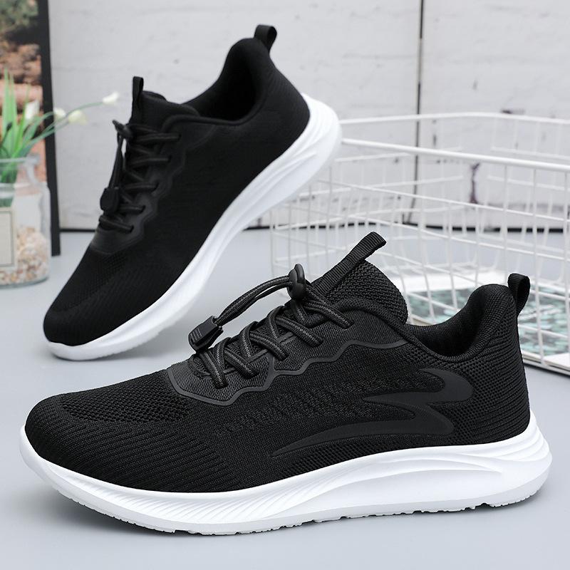Shoes men's spring new fly-woven sports shoes middle-aged and elderly walking shoes soft-soled comfortable elderly shoes