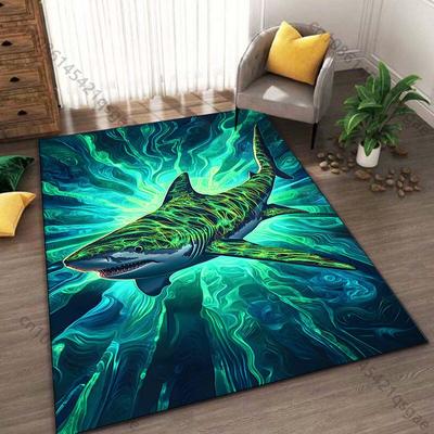 1PC Fantasy Shark Printed Carpet for Living Room Bedroom Bedside Bathroom Floor Mat Area Rugged Sofa Mat Home Decor Large Size