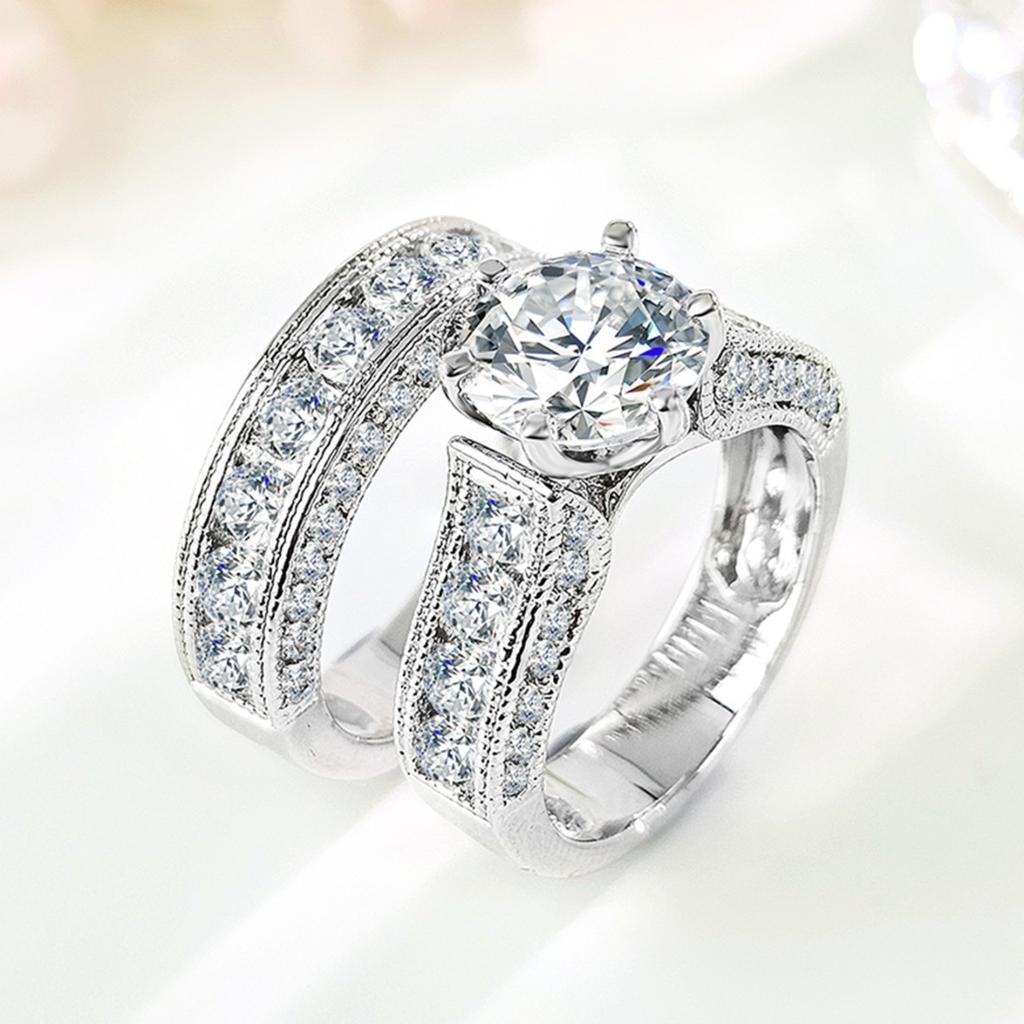 Two-piece Ring Full of Diamonds, Luxury High-end Diamond Ring, Ring Inlaid with 4A Zircon, High-quality Real Gold-plated Jewelry.