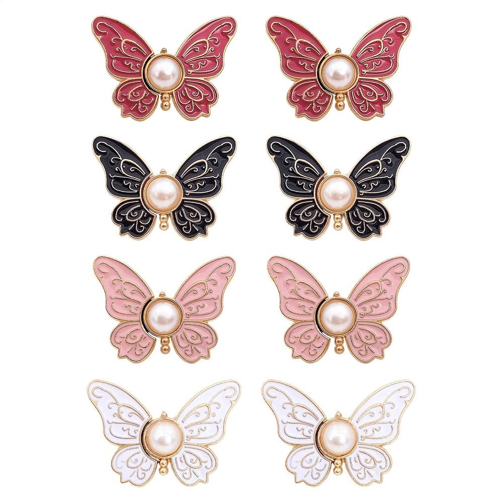 

8pcs Adjustable Waist Tightener Butterfly Shape No Sew Button Clip for Jeans Pants Skirts Clothing Size Adjuster Metal Buckle