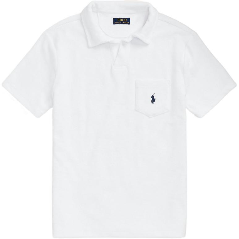 Polo Ralph Lauren Solid Pattern Embroidered Pocket Short Sleeve Polo Shirt Men Tops White MNPOKNI1N822216-100