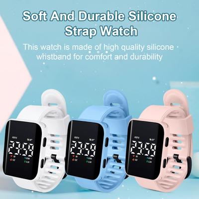 Casual Digital Sport Watches LED Digital Display Large Square Dial Ergonomic Design Silicone Wristband Watch