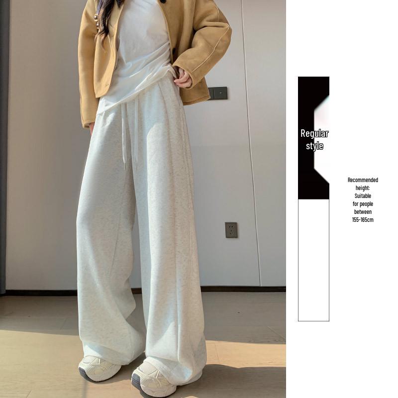 Women's Off-White High-Waisted Wool Wide-Leg Pants - Autumn/Winter 2025, Warm Slimming Floor-Length Casual Trousers