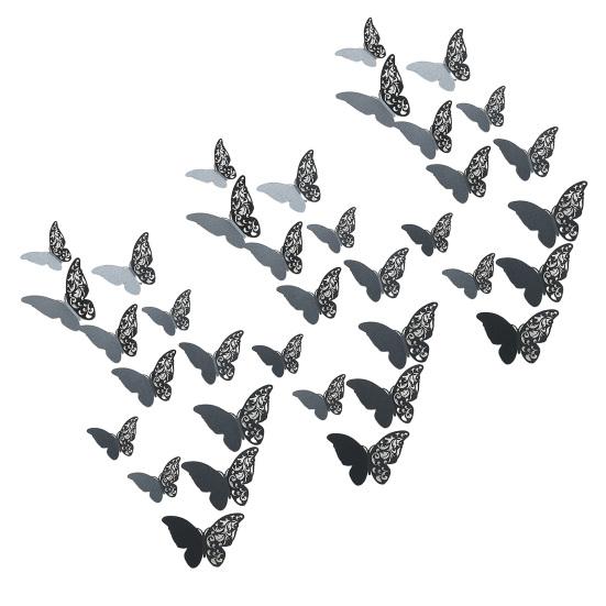 

36Pcs 3D Butterfly Wall Decoration Hollow Wing Paper Butterflies Shape Sticker Home Office Living Room Bedroom Wall Ornament 1 Set чёрный
