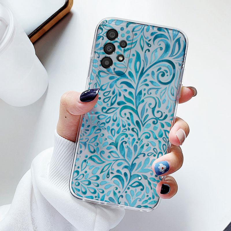 Phone Case For Samsung A53 5G A33 Floral Silicon Cover For Samsung Galaxy A73 Fundas Coque Transparent Soft Capas Flower TPU