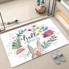 Diatom Mud Non-slip Fresh Flower Quick-drying Floor Mat Kitchen Bathroom Bathroom Water Absorption Easy To Take Care of