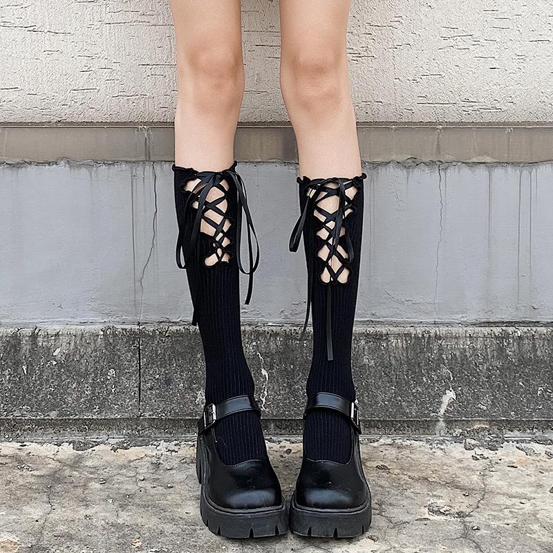 Ins Lolita Calf Socks Teen Sweet Princess Wind Cross Strap JK Stockings Cotton Socks Children