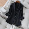 Tencel Linen Small Blazer Women's Seven-quarter Sleeve Spring and Summer New Korean Version Temperament Slim and Thin Suit Women's Top