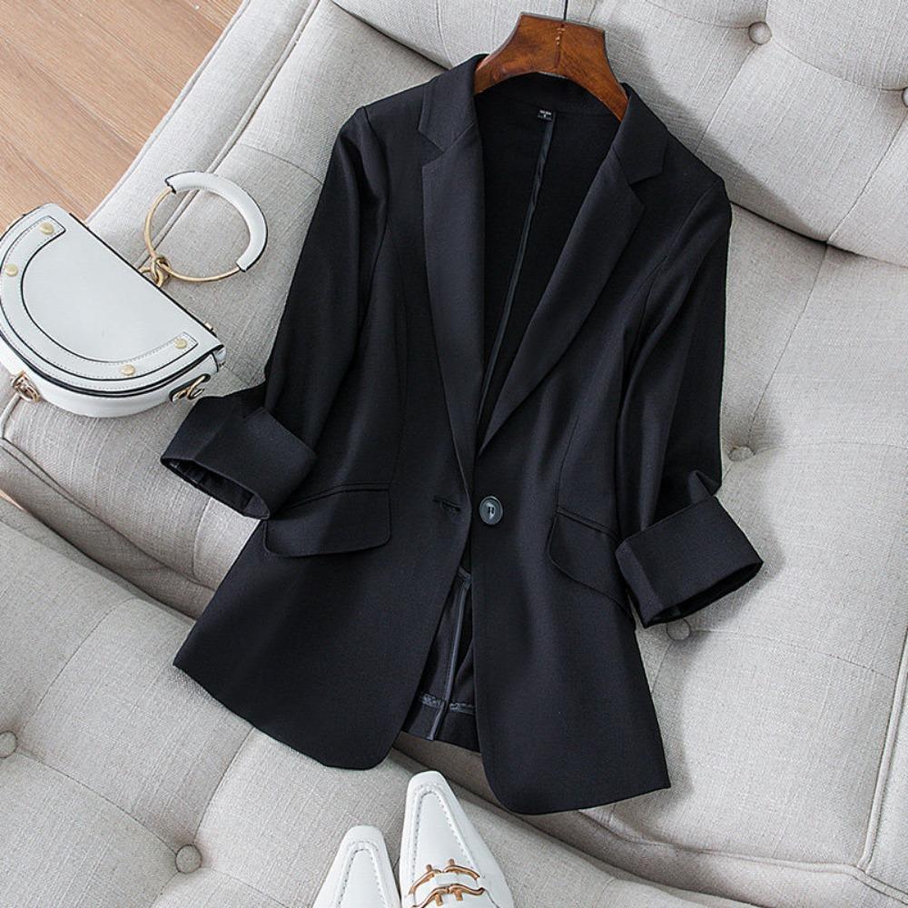 Tencel Linen Small Blazer Women's Seven-quarter Sleeve Spring and Summer New Korean Version Temperament Slim and Thin Suit Women's Top