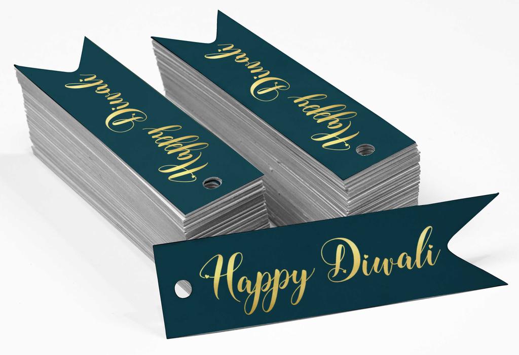 Inkdotpot Pack Of 100 Happy Diwali Favor Paper Tags Craft Real Gold Foil Hang