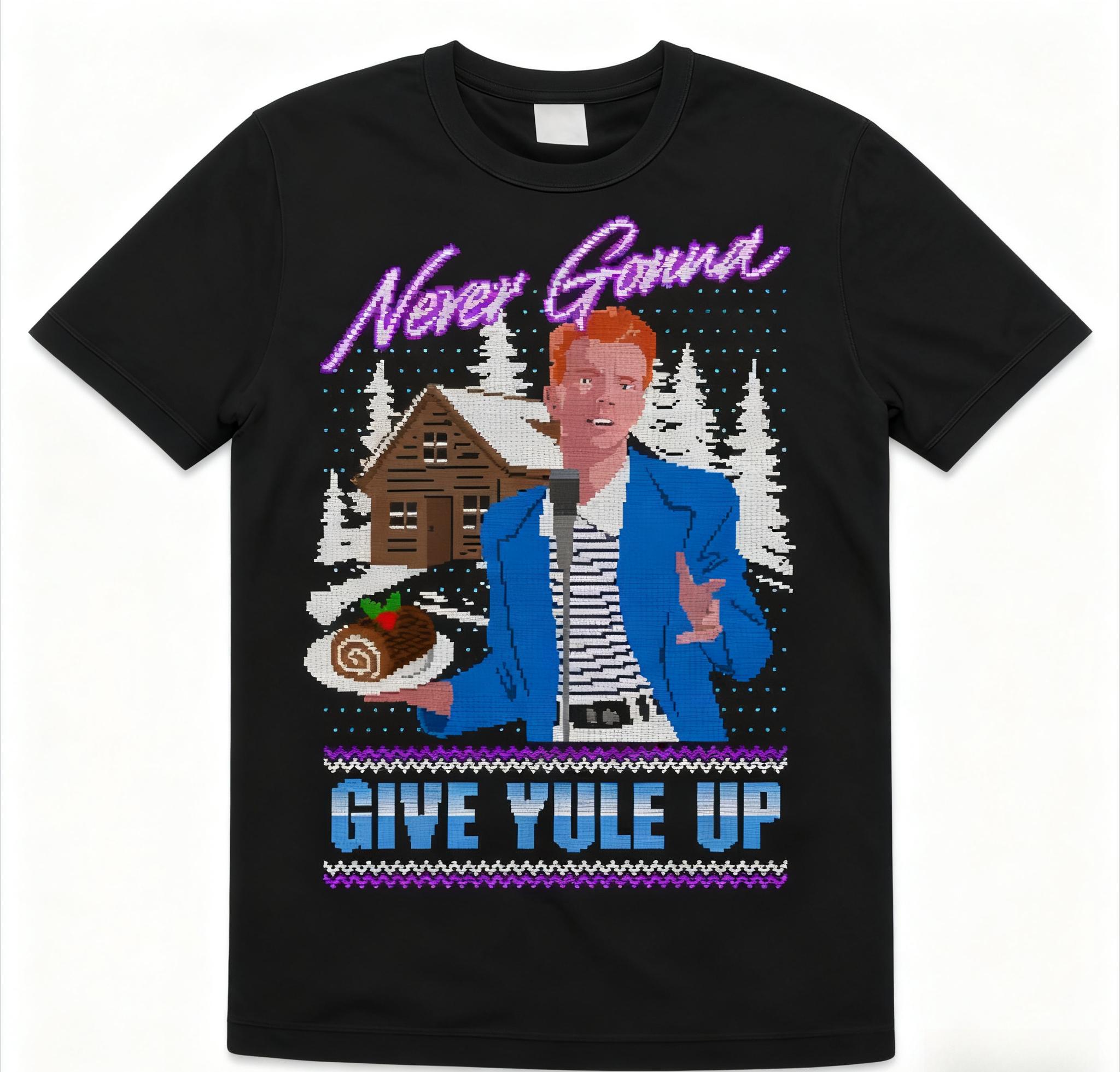 Rick Astley Never Gonna Give Yule Up T-shirt M