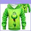 Adorável Moletom com Capuz Pulôver do Grinch para Crianças para Celebrações Festivas de Halloween