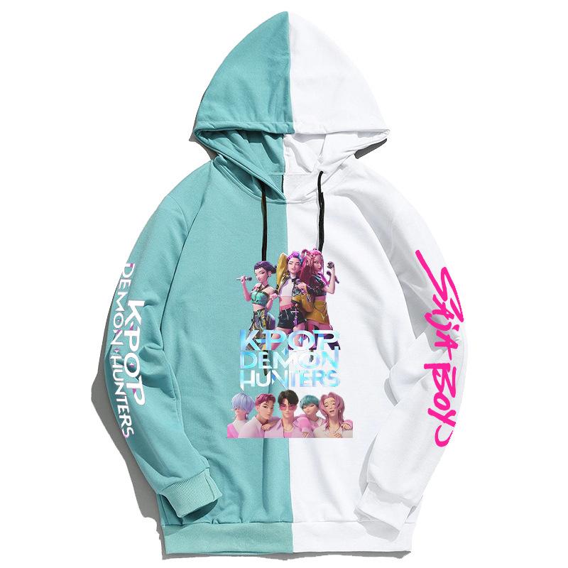KPop Lovci démonů Periferní Barevně blokovaná Mikina Ležérní Pohodlná Podzim Zima Uvnitř Venku Všestranná Módní Mikina