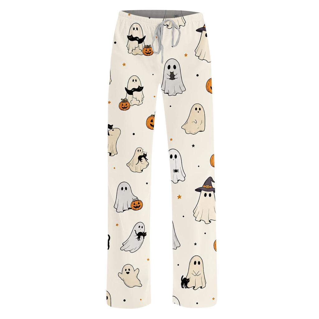 Women's Loose Fit Halloween Print Pajama Pants for and Sleep