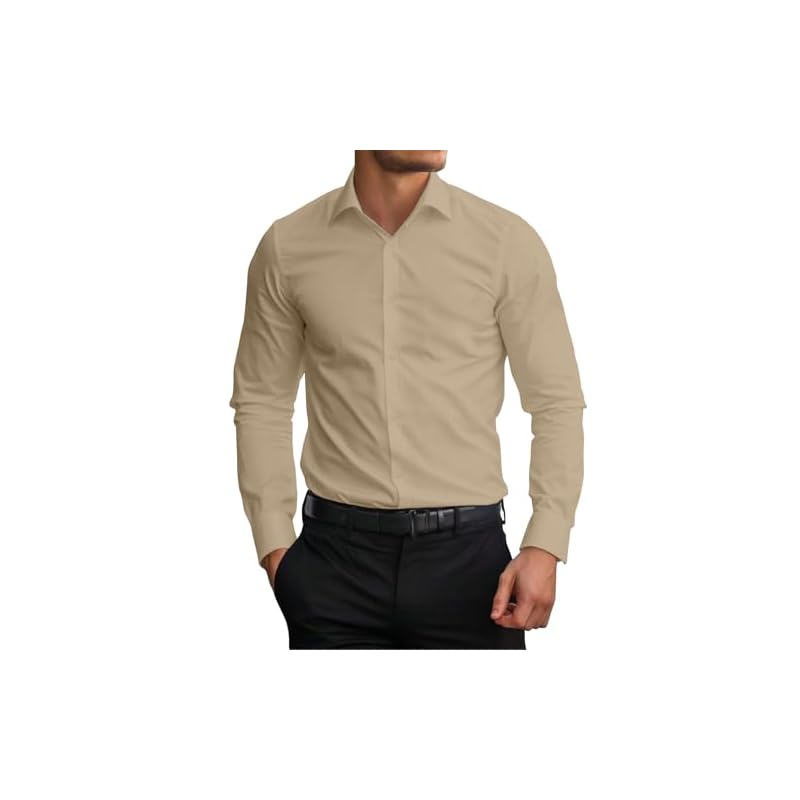 Avanova MenS Long Sleeve, Slim Fit Button Down Dress Shirt For Men Casual Office Wear Formal Business Shirts